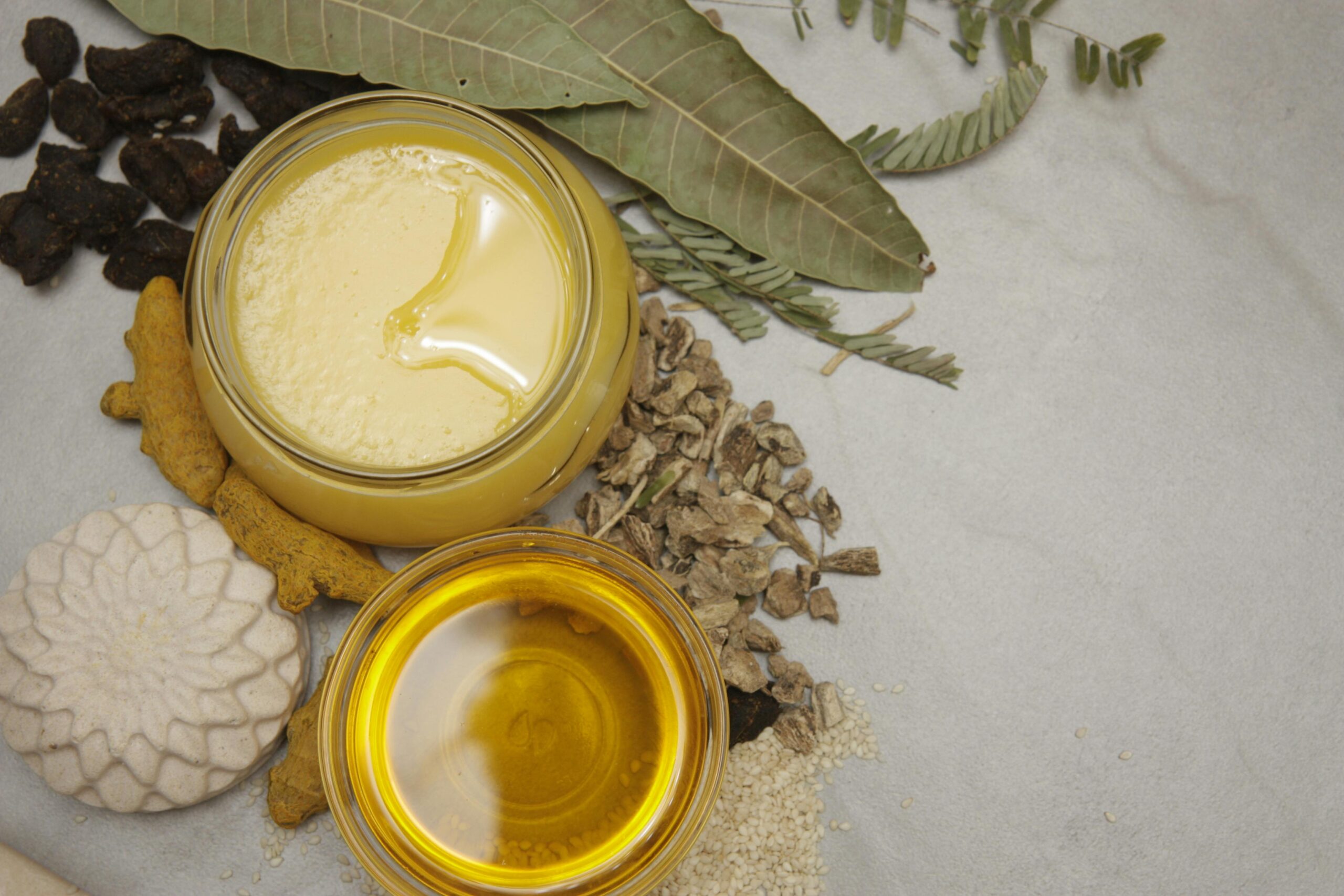 pexels-photo-20689437-20689437 Flat lay of natural ingredients, herbs, and honey jars showcasing a healthy lifestyle and wellness theme.